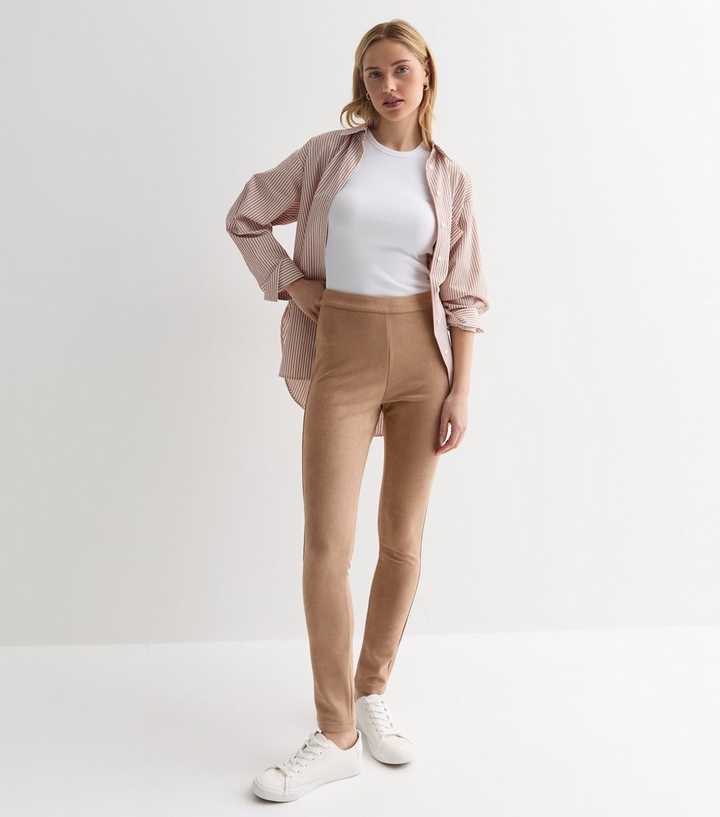 Gini London Light Brown Suedette Leggings