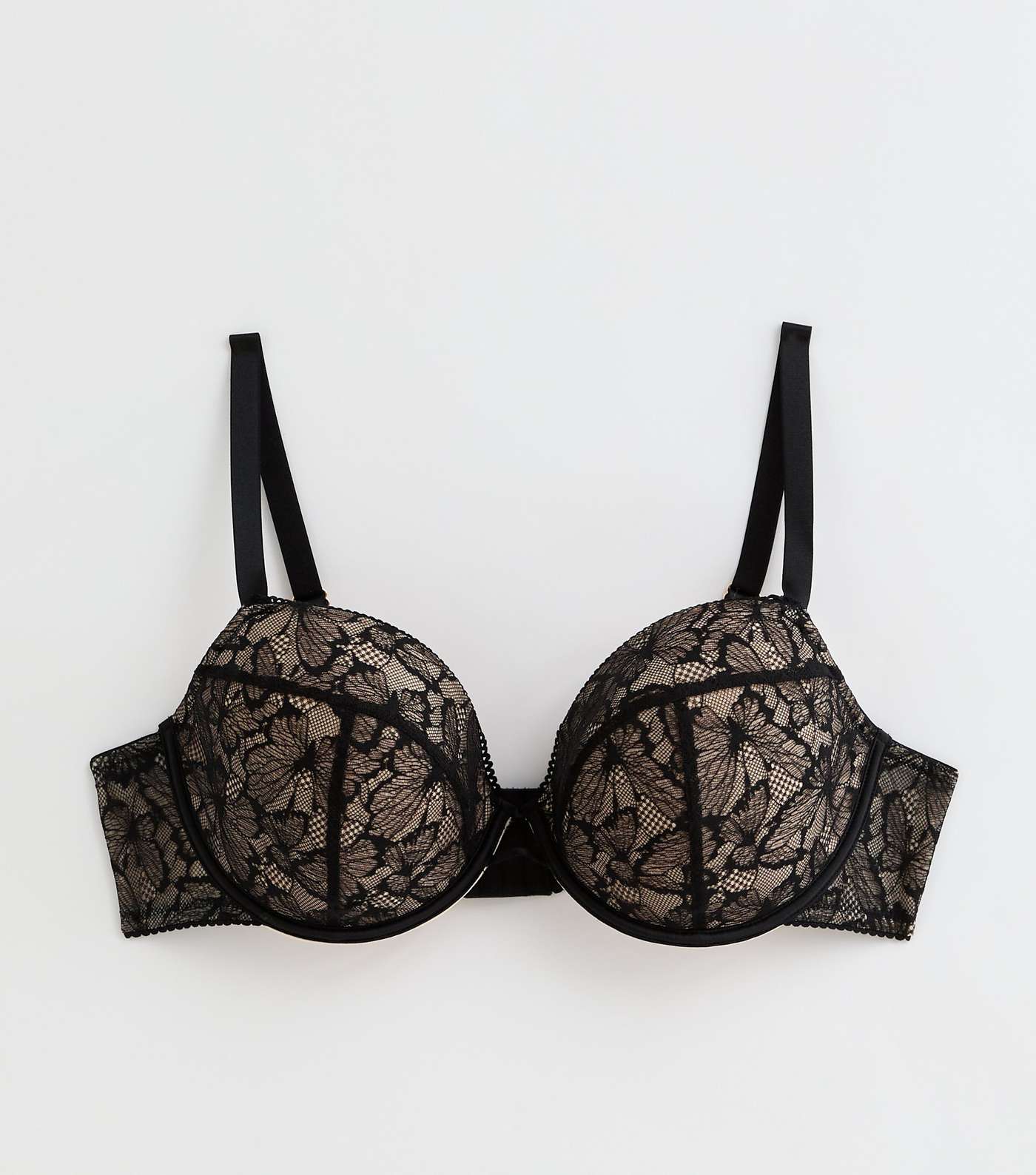 Curves Black Butterfly Lace Plunge Bra Image 5