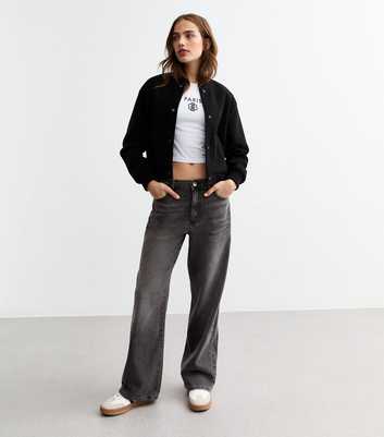 Grey Mid-Rise Slouchy Wide Leg Jeans