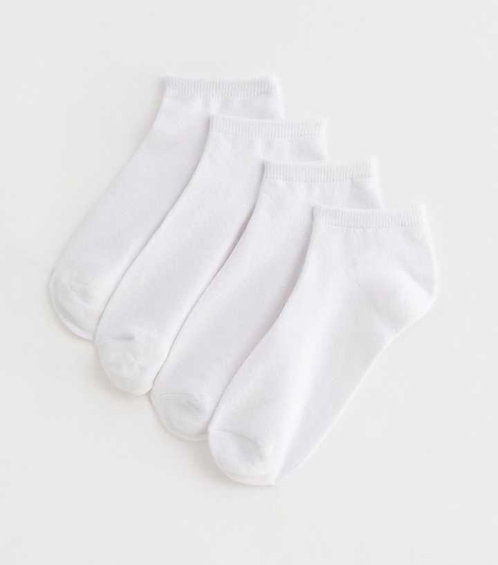 4 Pack of White Trainer Socks