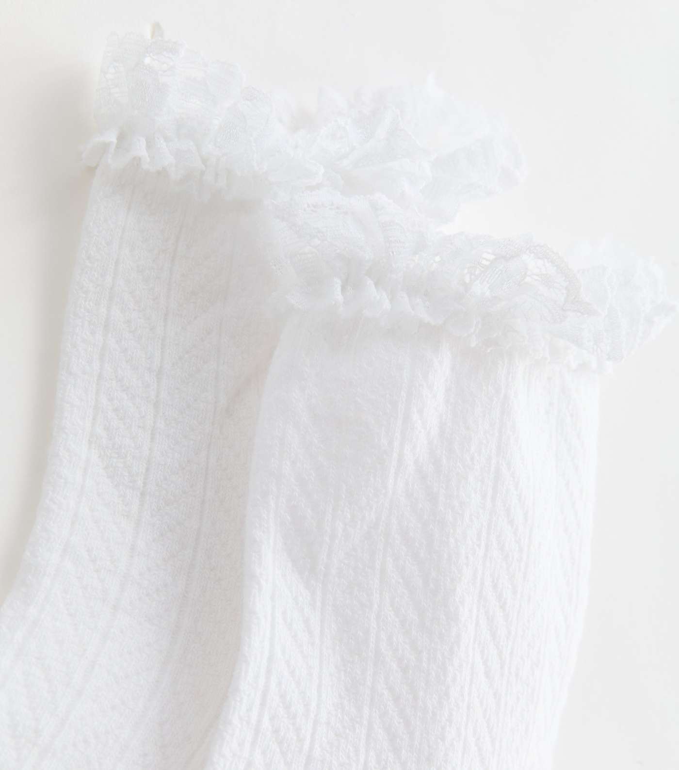 White Cable Frill Socks Image 2