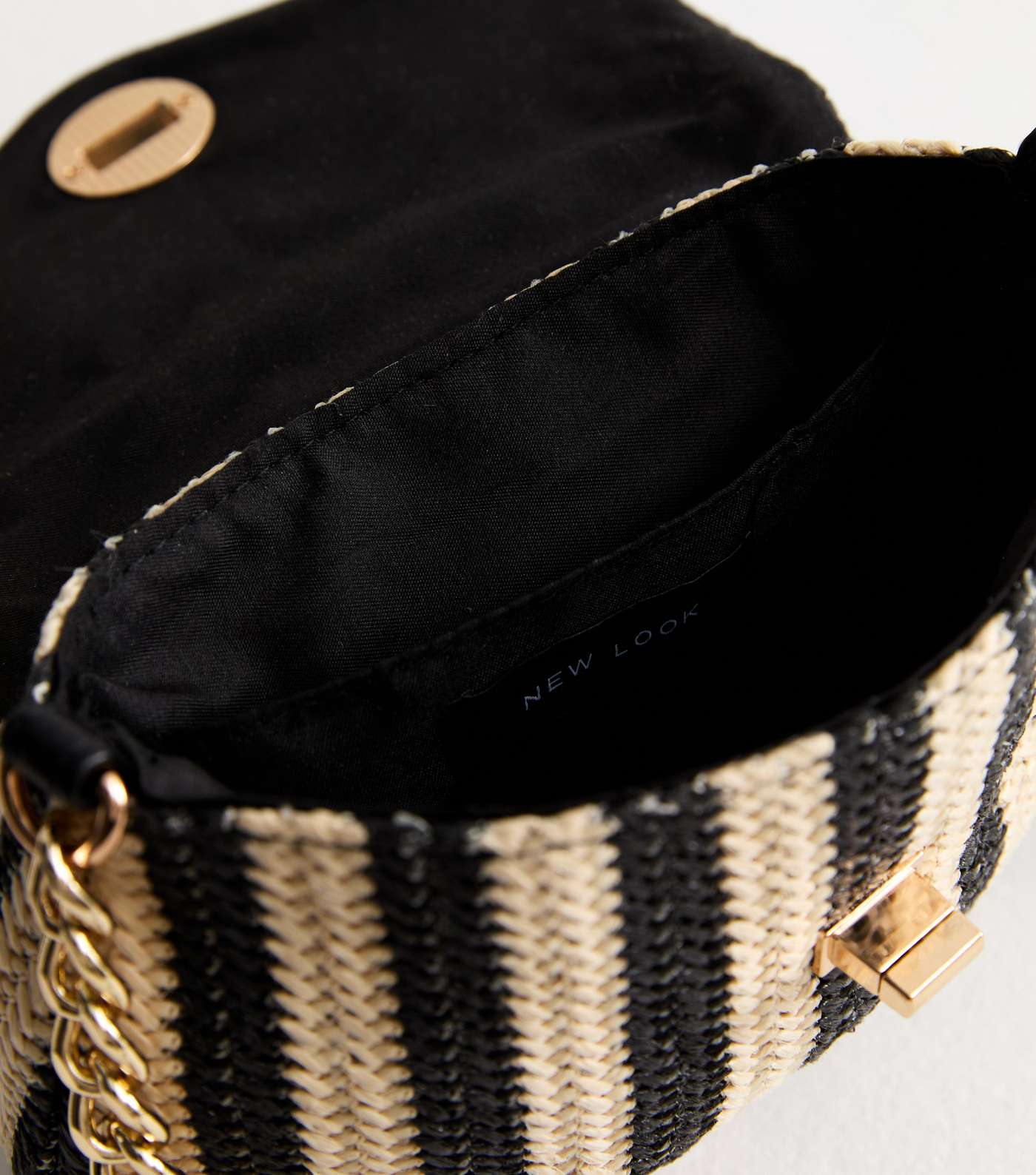 Black Stripe Raffia Cross Body Bag Image 4