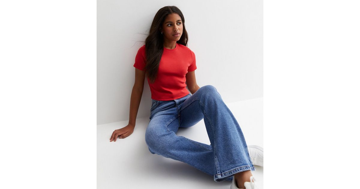 Girl's Long Sleeve Zip Up in Red Ribbed