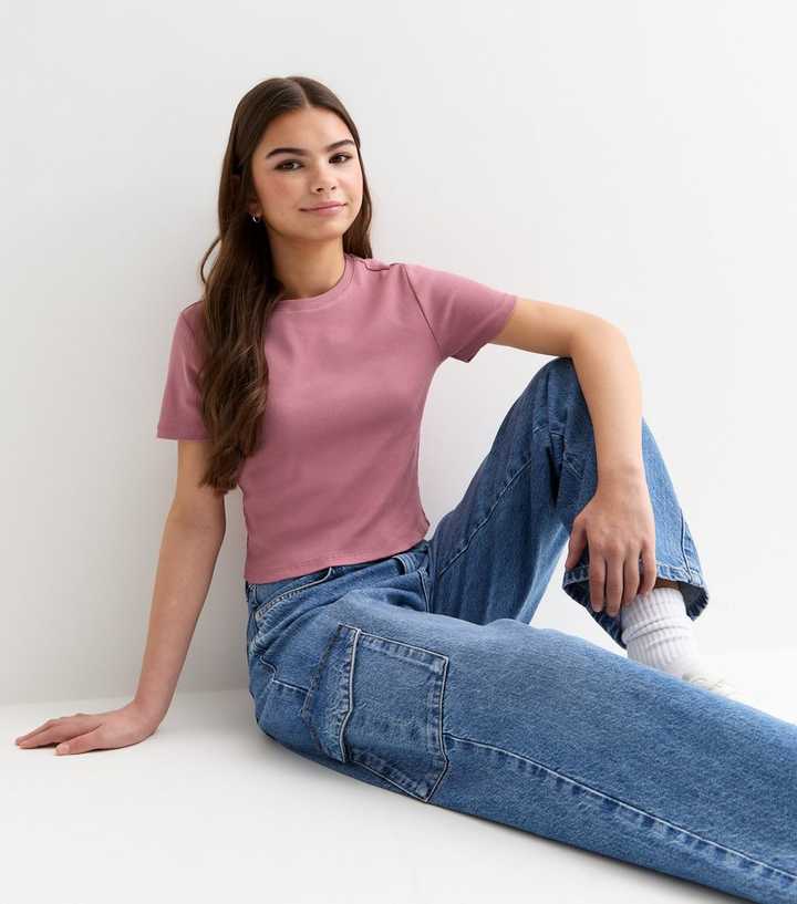 Girls Mid Pink Ribbed T-Shirt
