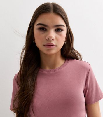 Girls Mid Pink Ribbed T-Shirt New Look
