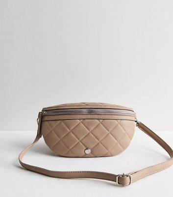 Brown Leather-Look Quilted Sling Cross Body Bag New Look