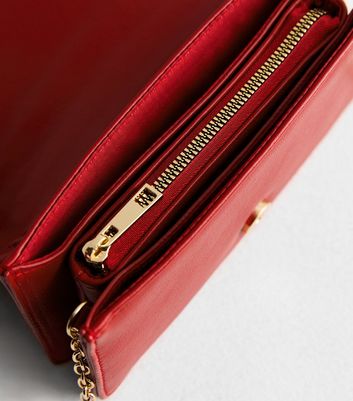 Red Leather Look Cross Body Clutch Bag New Look