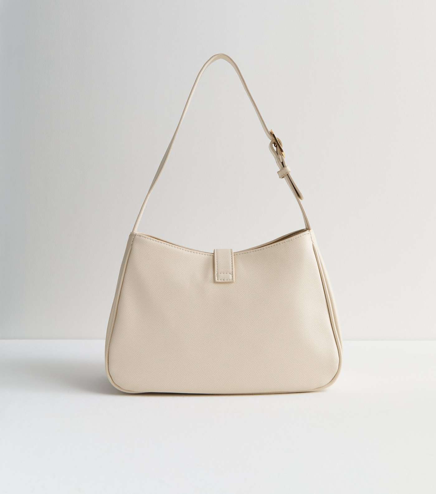 Cream Leather-Look Shoulder Bag Image 4
