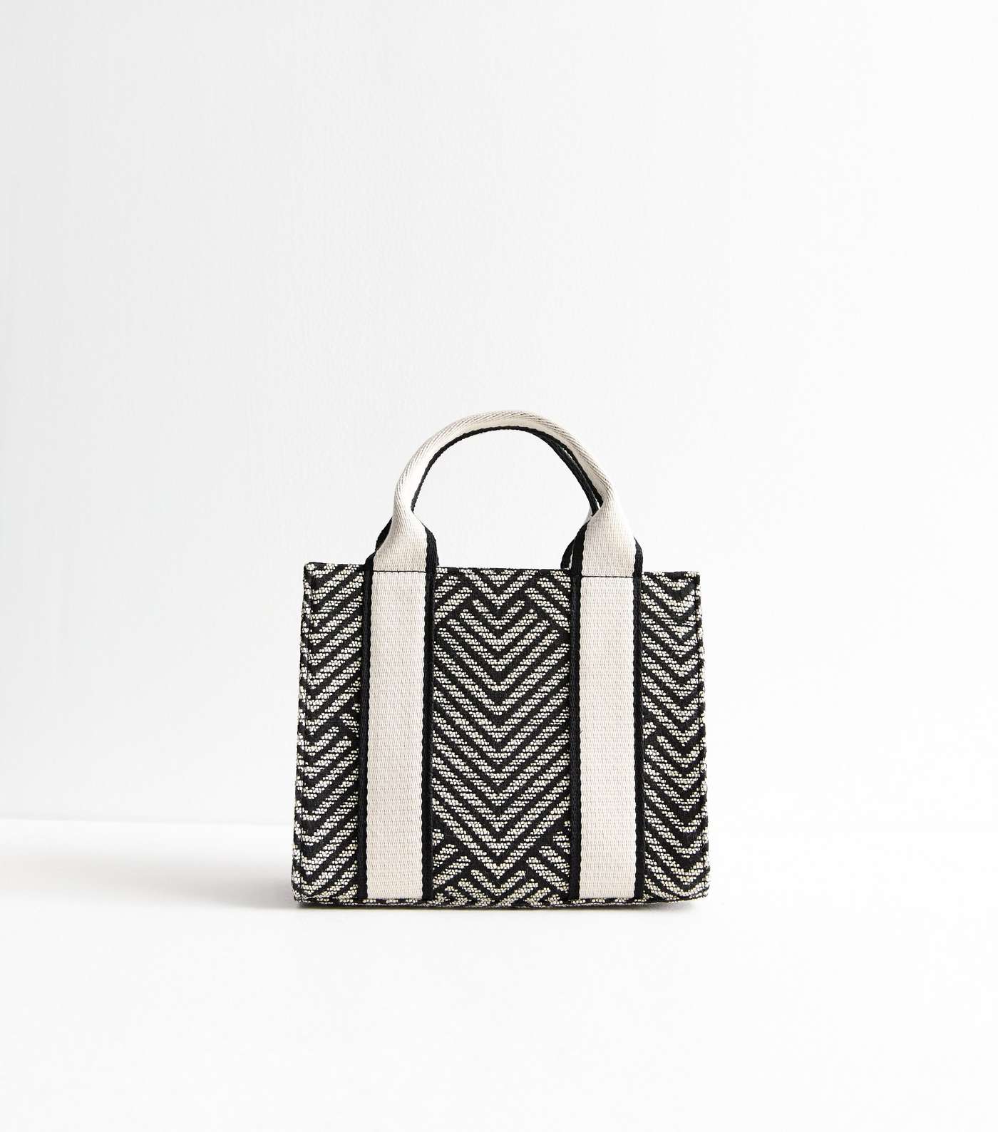 Black Mini Jacquard Pattern Tote Bag  Image 3