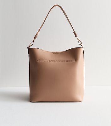 Light Brown Leather-Look Hobo Bag New Look