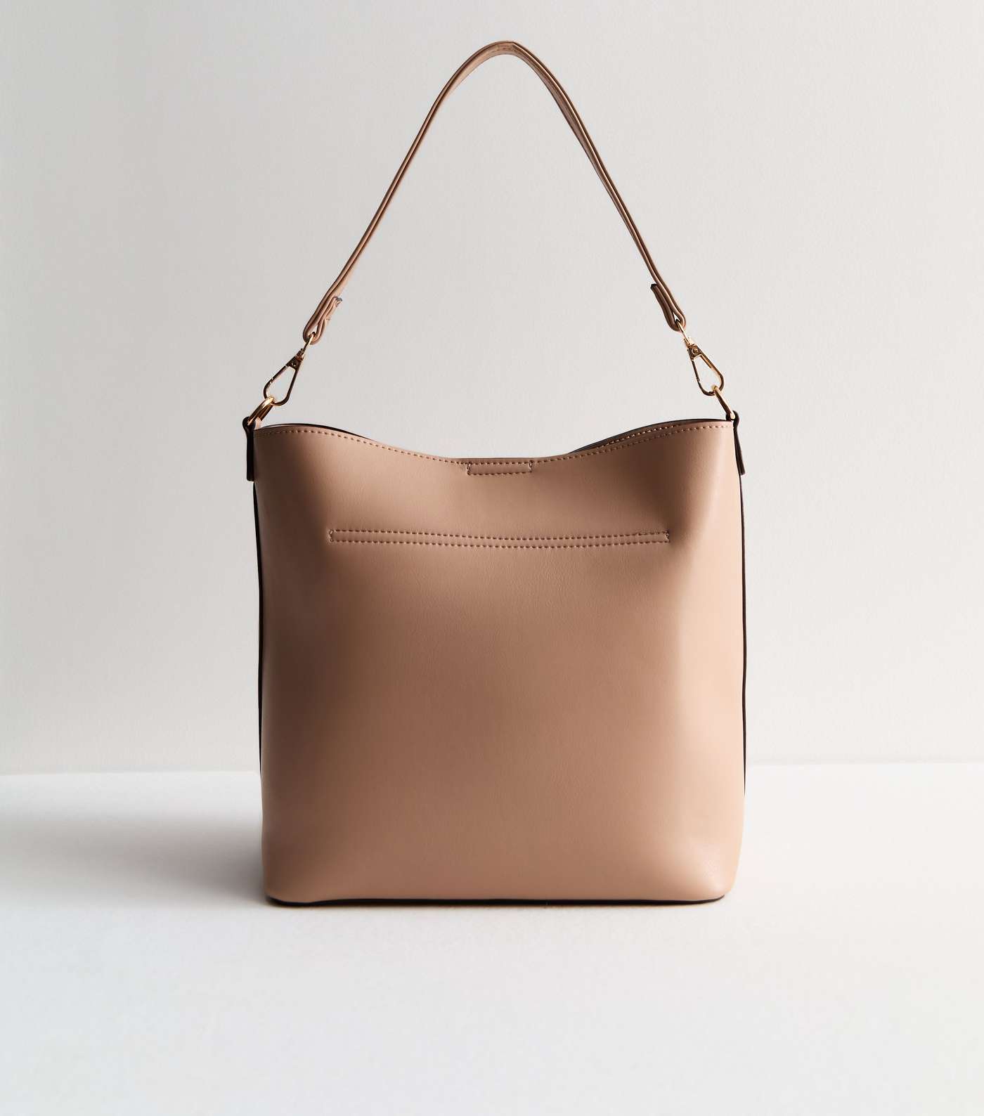 Light Brown Leather-Look Hobo Bag Image 4