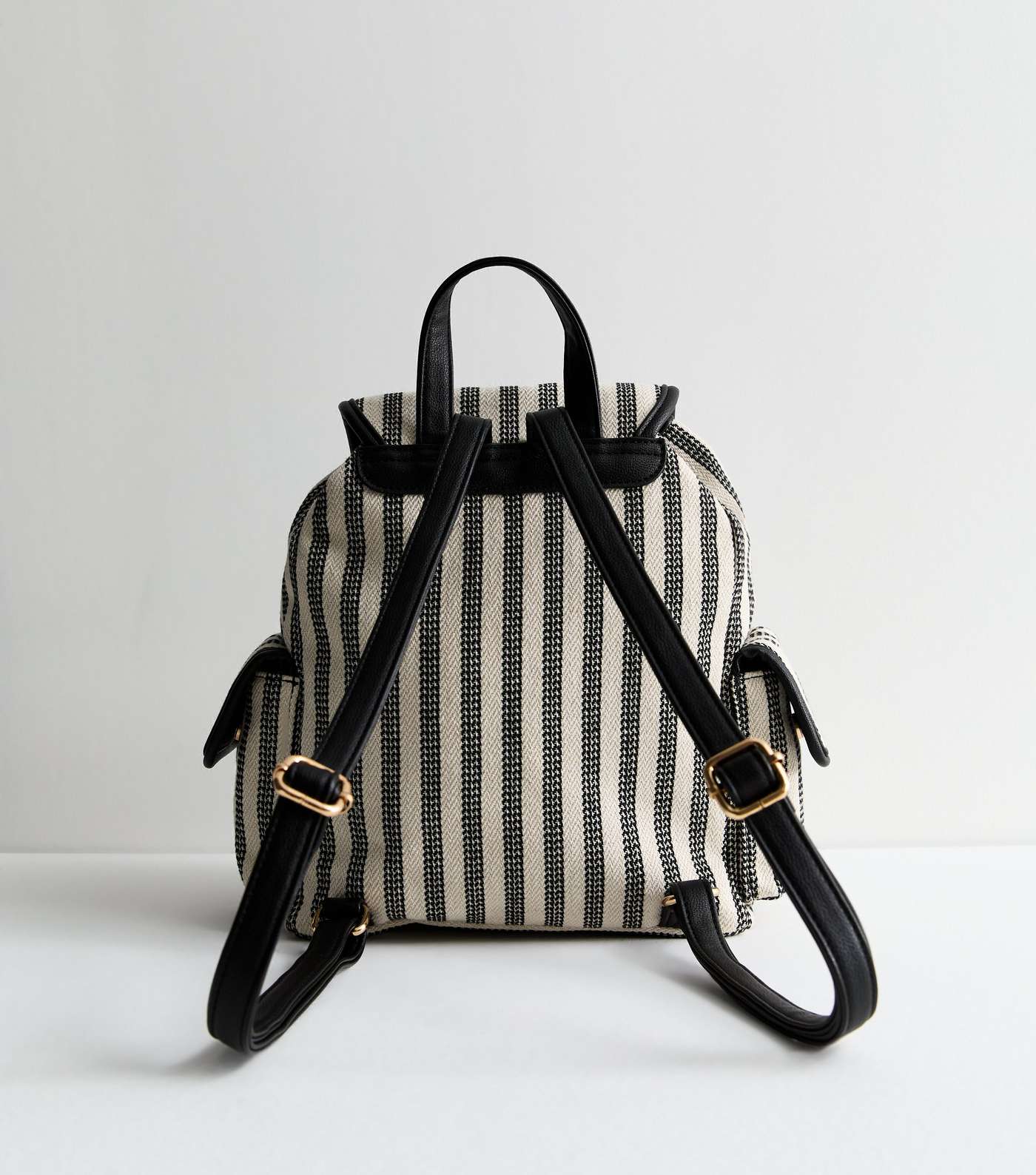 Black Stripe Canvas Large Backpack Image 4