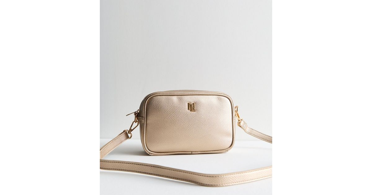 Gold Leather-Look Camera Cross Body Bag New Look