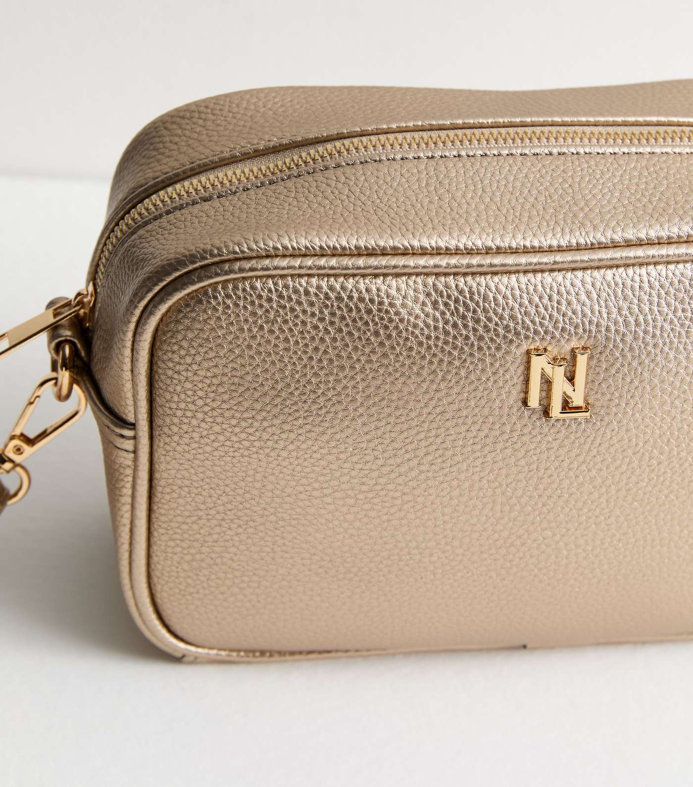 Gold Leather-Look Camera Cross Body Bag Image 3