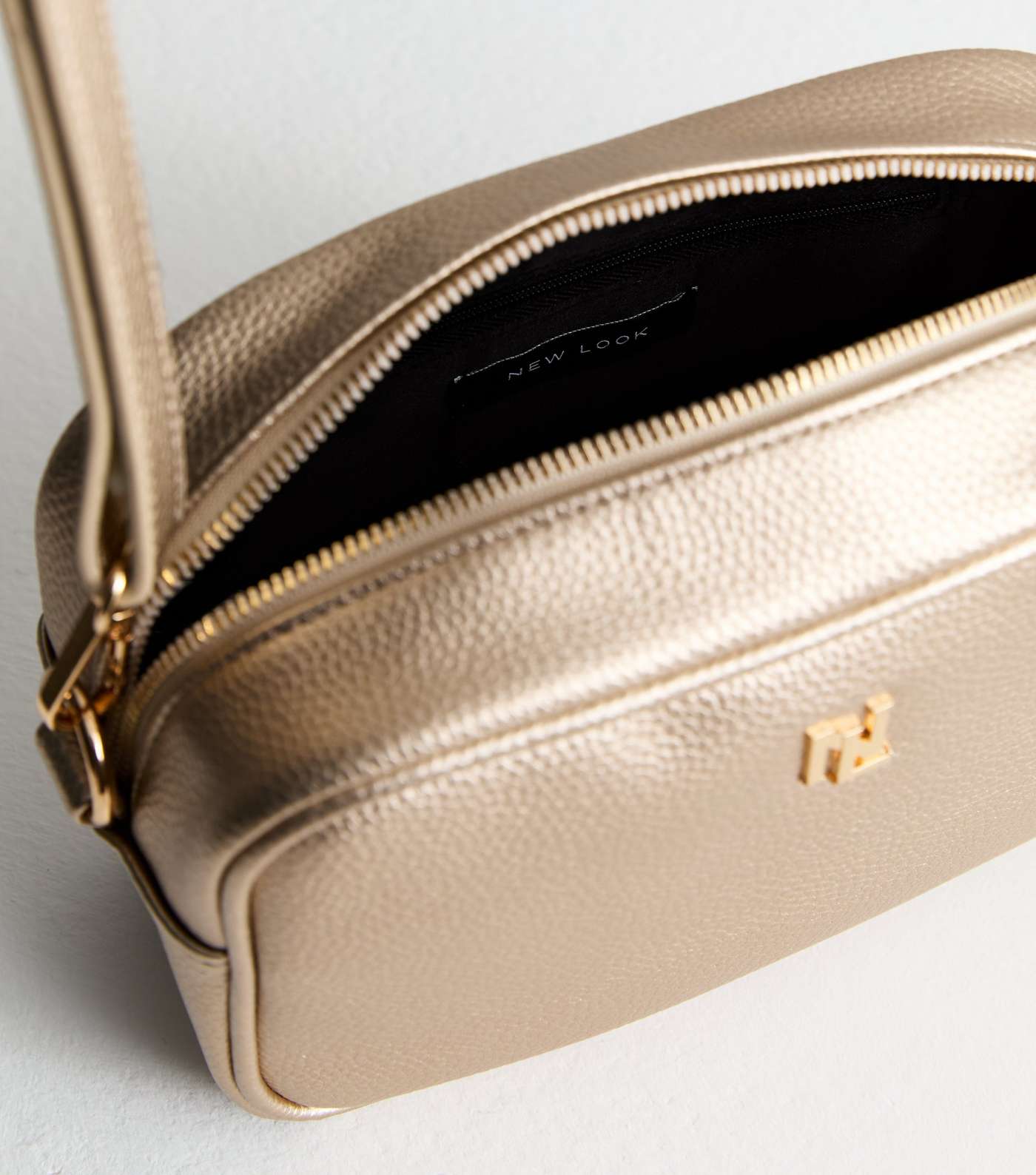 Gold Leather-Look Camera Cross Body Bag Image 5