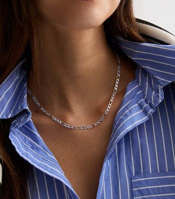 Silver figaro deals chain womens