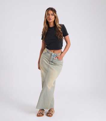 Urban Bliss Light Blue Acid Wash Denim Maxi Skirt