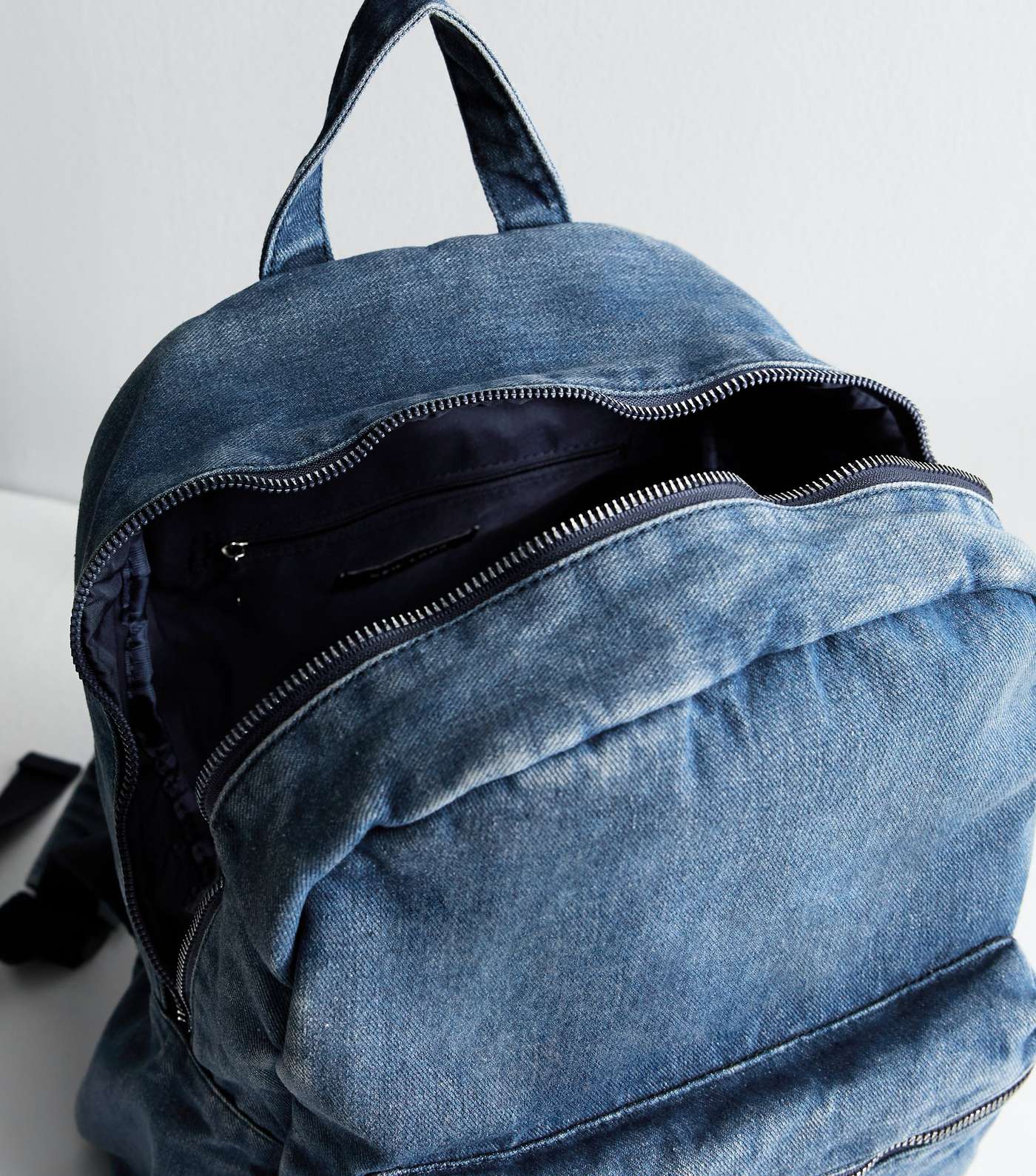 Blue Washed Denim Large Backpack Image 5