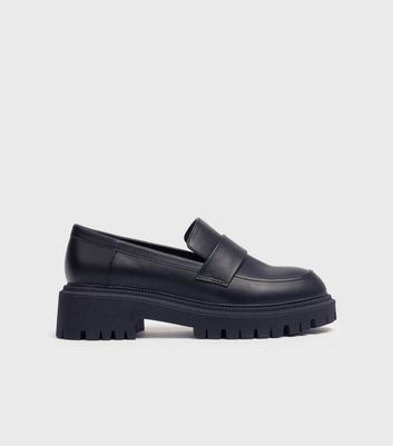 London Rebel Black Chunky Loafers