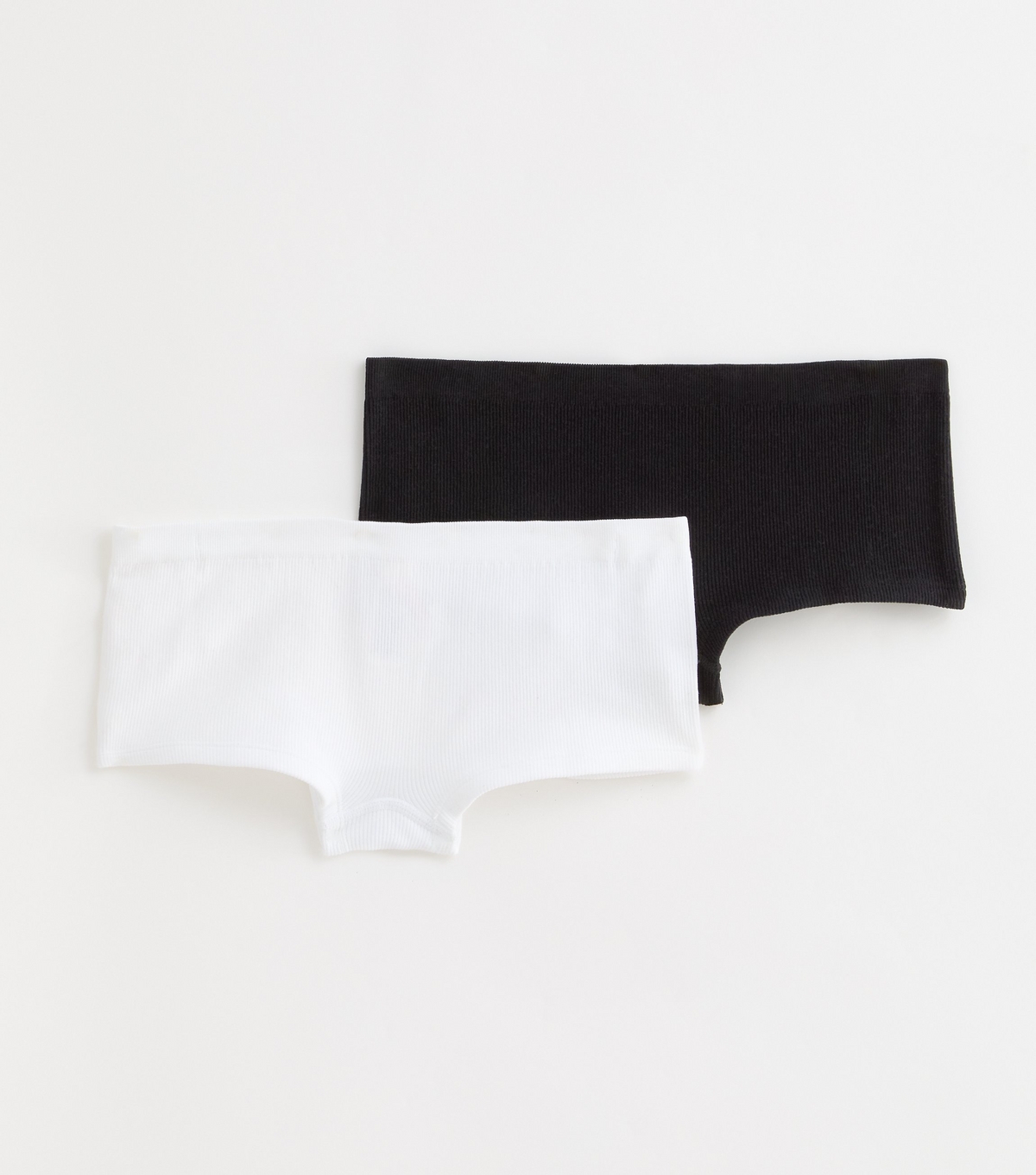 Girls' 2 Pack Black and White Ribbed Seamless Shorts New Look