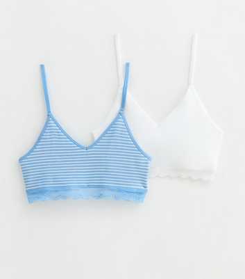 Girls 2 Pack of Lace-Trim Crop Tops 