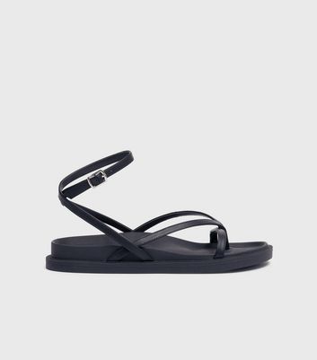 London Rebel Black Ankle Strap Sandals New Look