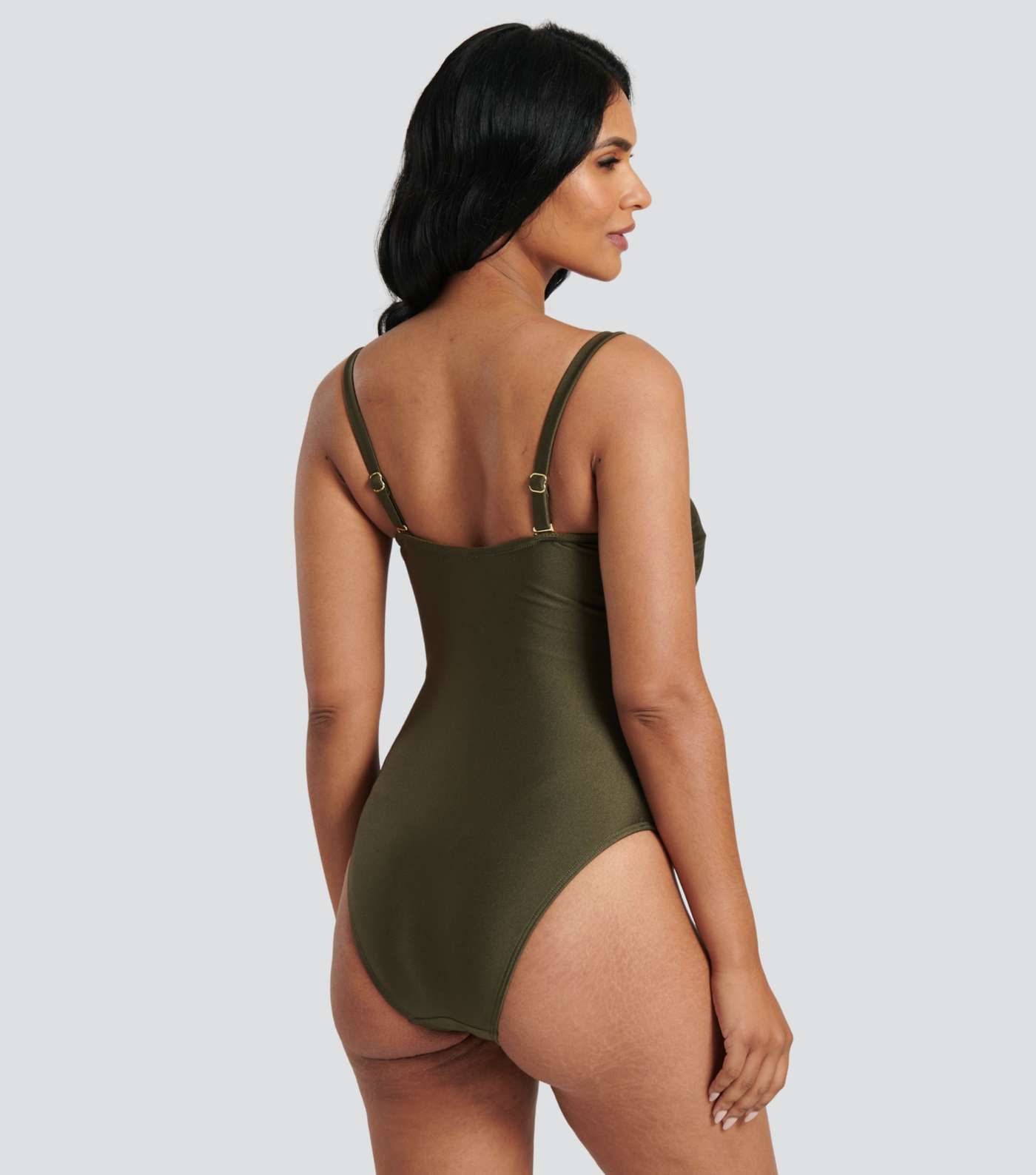 South Beach Green Twist Front Shaping High Leg Swimsuit Image 5