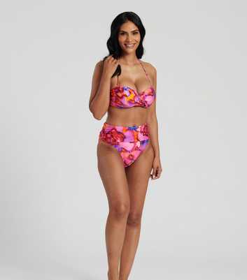 South Beach Pink Foldover High-Waisted Bikini Bottoms