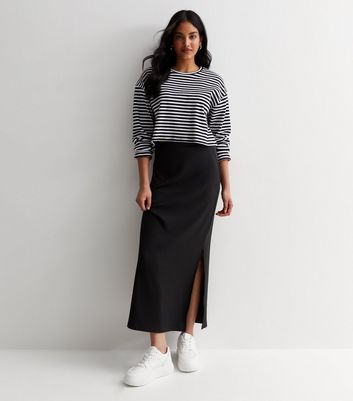 Black midi 2025 hem skirt