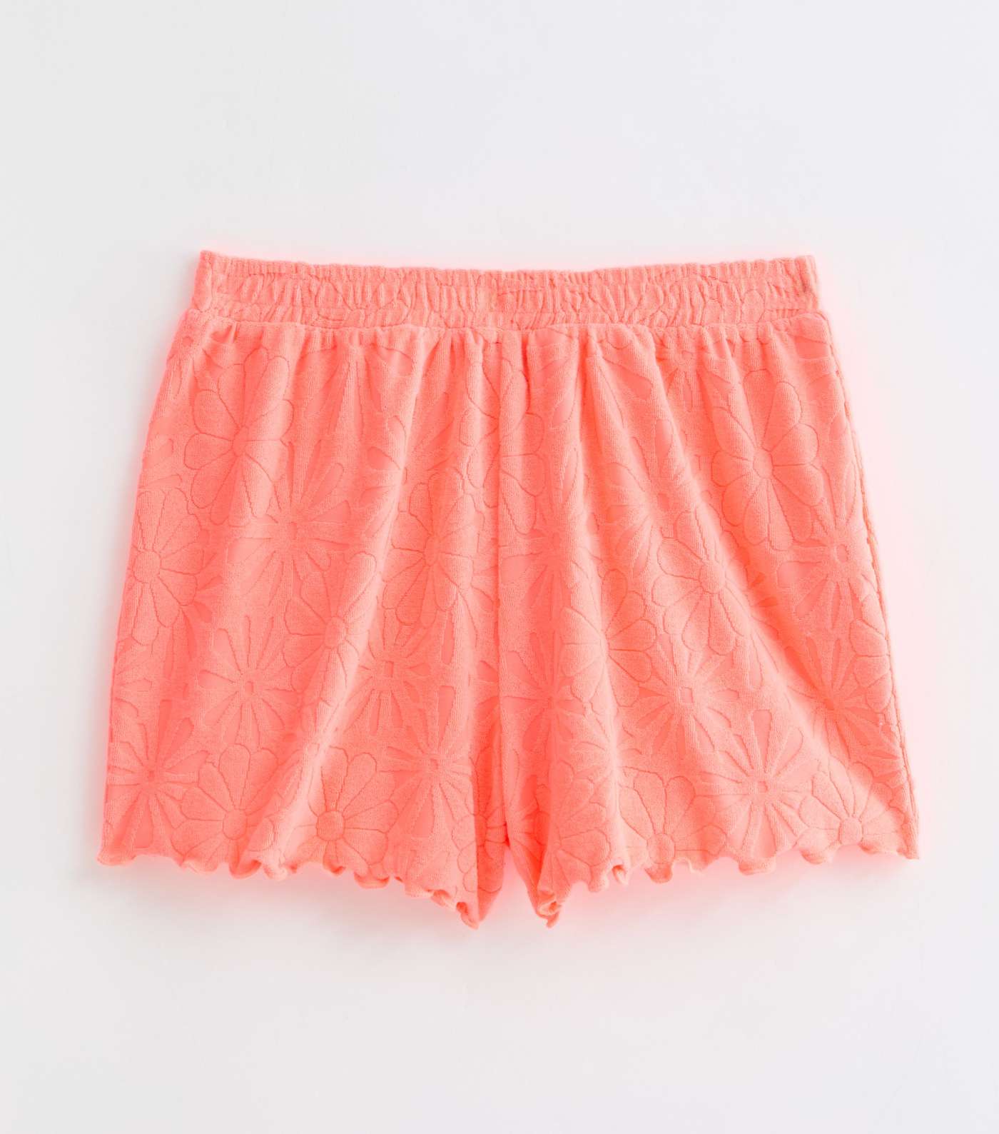 Girls Coral Flower Towelling Shorts Image 5