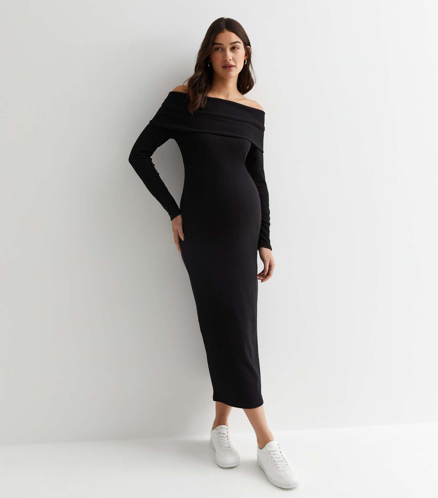 Maternity Black Bardot Midaxi Dress