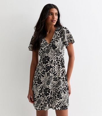 Black floral tea dress on sale