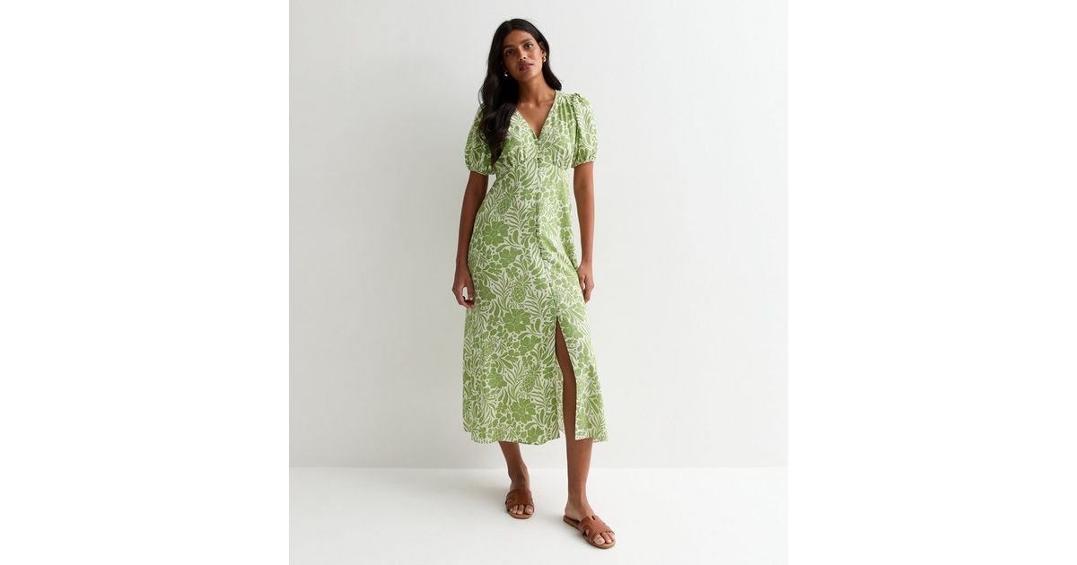 green emerald velvet dress Green Ditsy Floral Avery Midi Dress