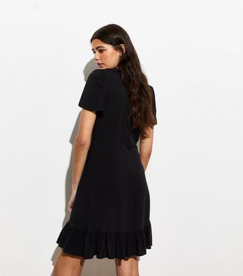 Black Ruffle Front Mini Dress New Look