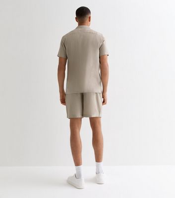 Men's Stone Linen Blend Shorts New Look