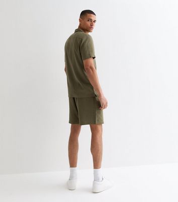 Men's Khaki Relaxed Fit Linen Blend Shorts New Look