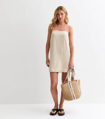 Cream Tie-Back Strappy Micro Mini Dress New Look