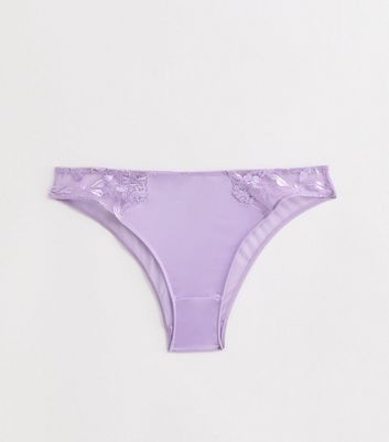 Lilac Sequined Floral Embroidered High Leg Briefs New Look