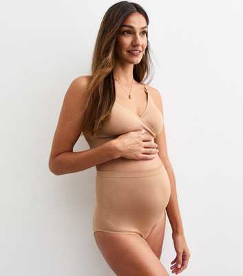 Maternity Tan High Waist Over Bump Briefs