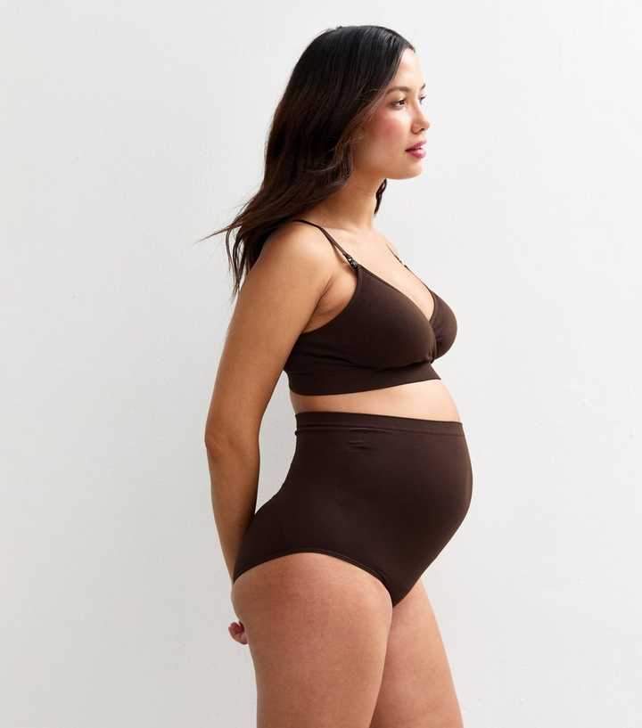 Maternity Brown High Waist Over Bump Briefs