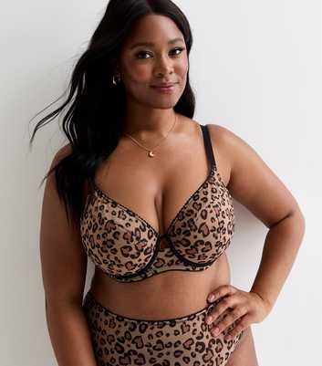 Curves Brown Leopard-Print Demi-Padded Bra