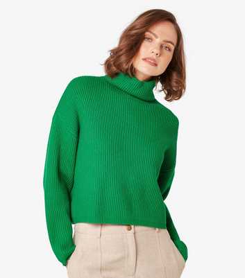 Apricot Green Ribbed Cropped Jumper