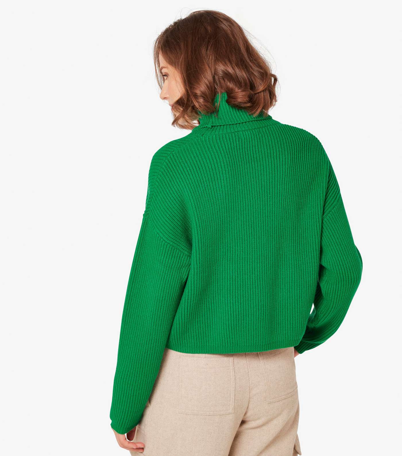 Apricot Green Ribbed Cropped Jumper Image 3