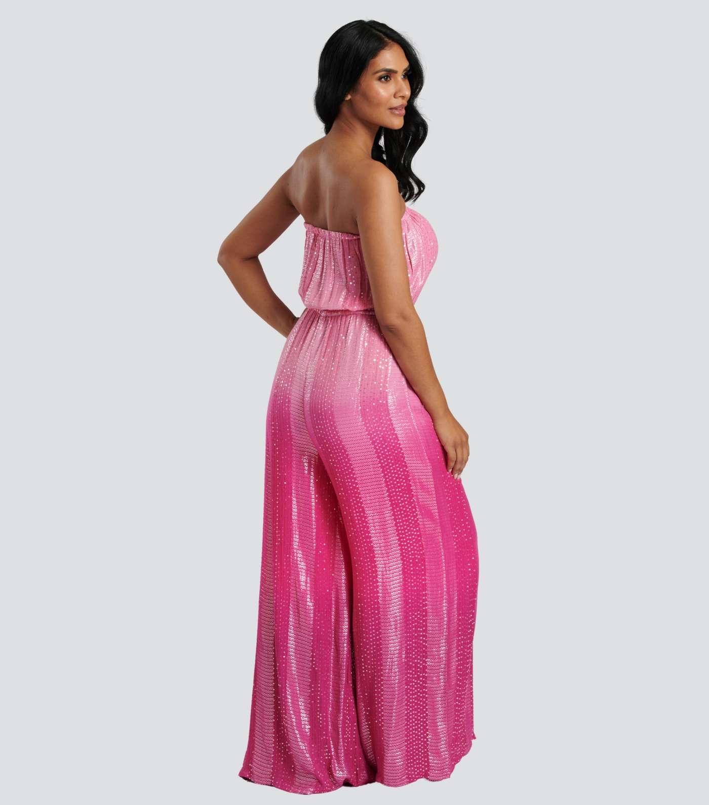 South Beach Pink Metallic Strapless Maxi Jumpsuit  Image 4