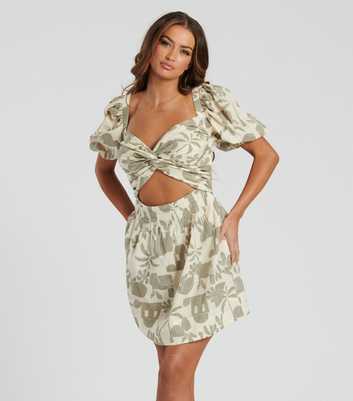 South Beach Cream Twist Front Cut-Out Mini Dress