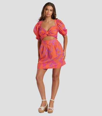 South Beach Orange Twist Front Cut-Out Mini Dress