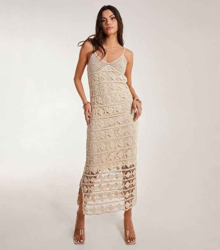 Stone Strappy Crochet Maxi Dress