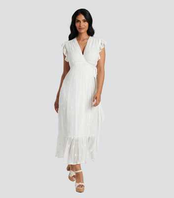 South Beach White Sequin Wrap Midi Dress