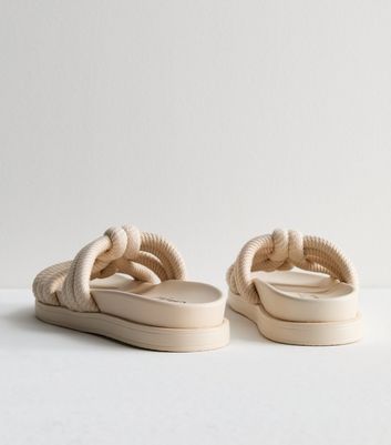 Cream Rope Knot Chunky Sandals New Look