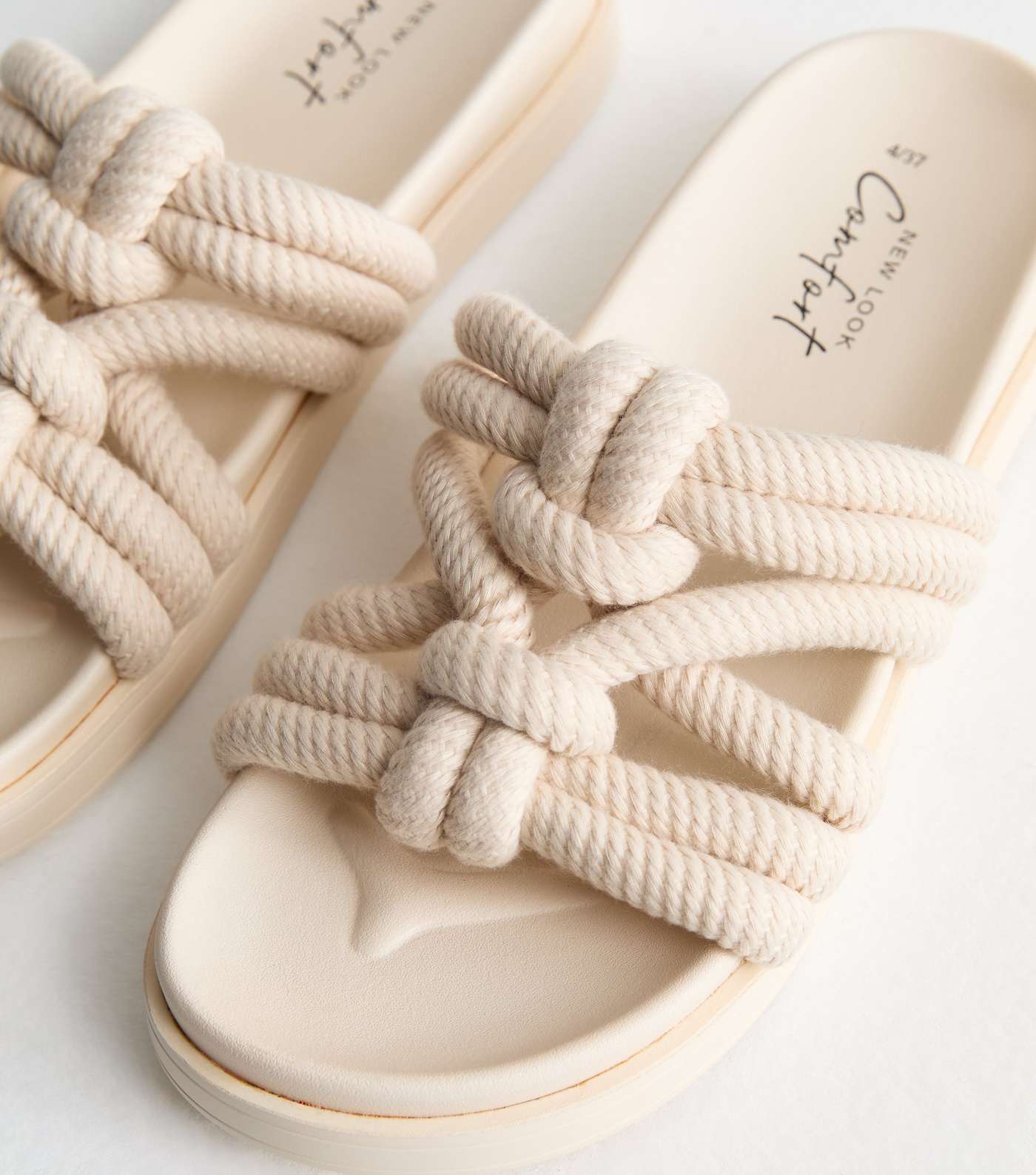 Cream Rope Knot Chunky Sandals Image 4